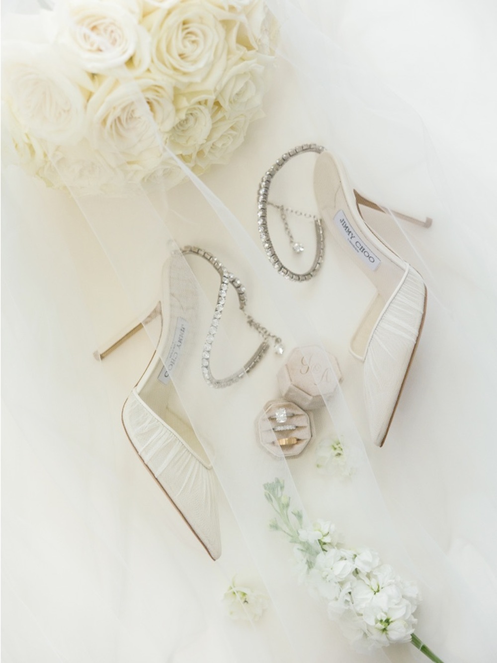Jimmy Choo Saeda 85 Ivory Tulle Crystal Pump size 37.5 - Picture 17 of 17